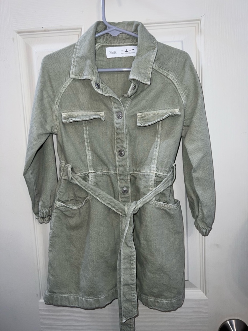 Zara Kids Green Demin Dress Toddler Girl size 4T Preowned EUC